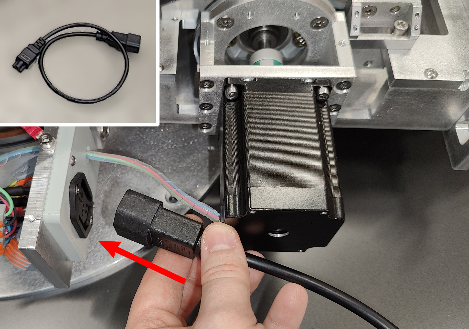 Connecting the cable for the laptop power supply Connecting the cable for the laptop power supply
