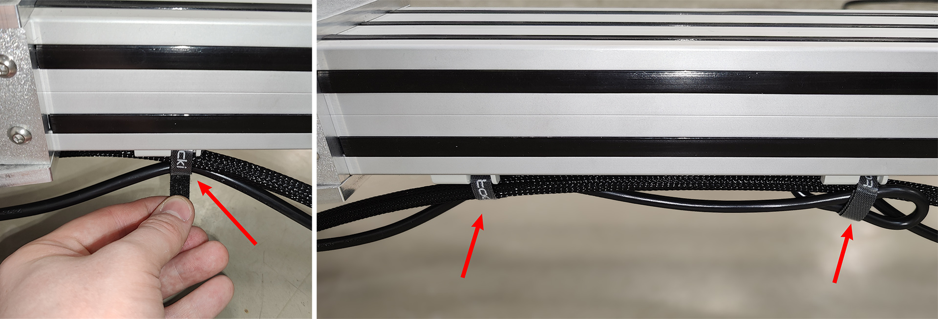 Securing the power and motor cables Securing the power and motor cables